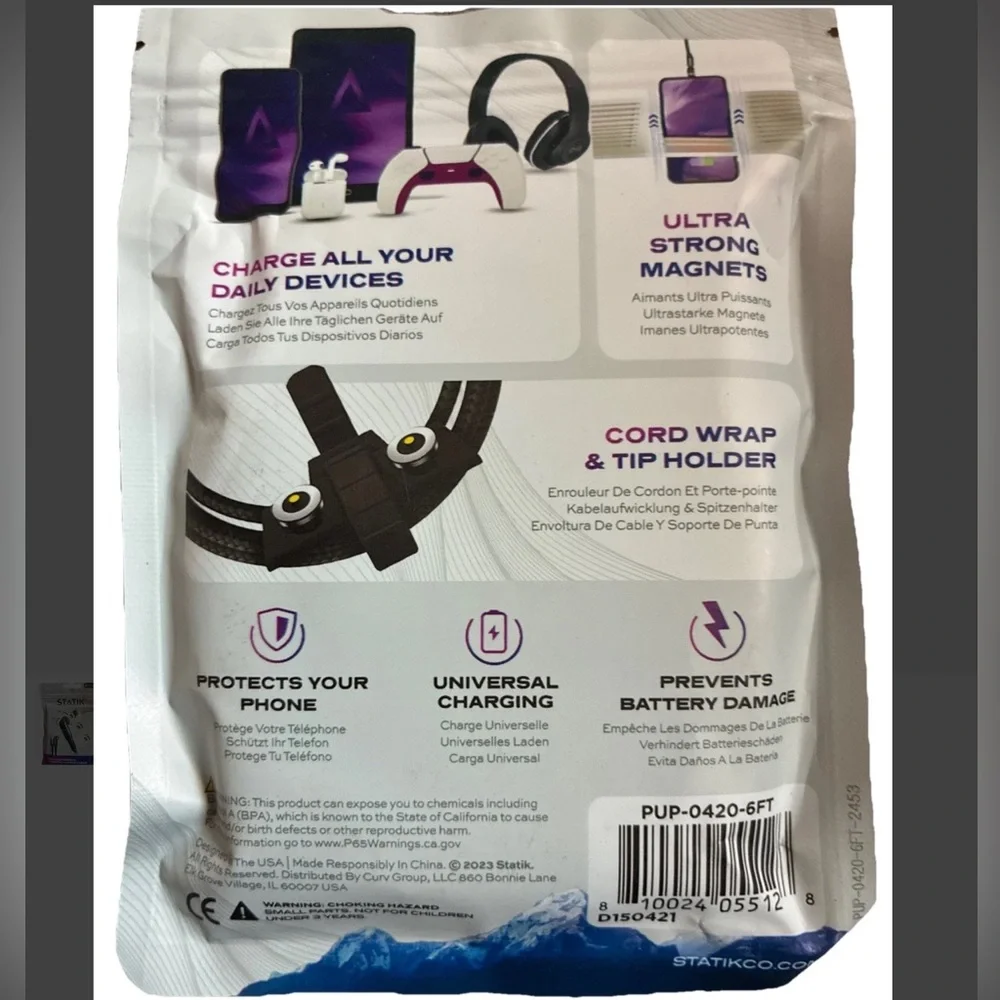 Statik 360 Universal Magnetic Charging Cable w/ 3 Magnetic Tips | 6 FT Cable NEW